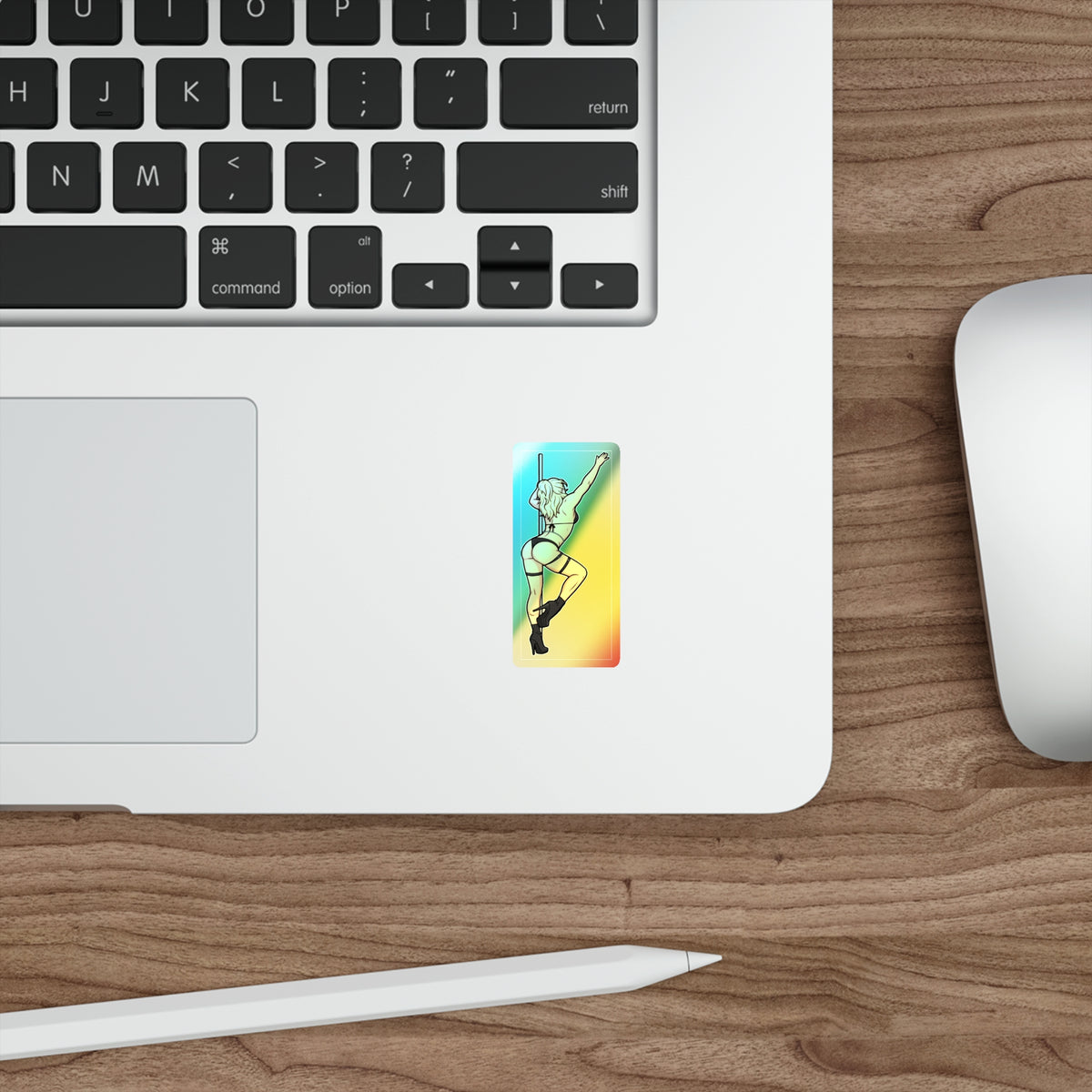 Holographic Pole Dancer Die-Cut Sticker — Rainbow Hologram Vinyl