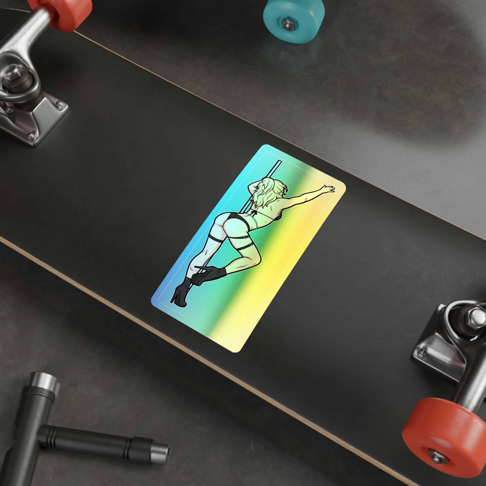 Holographic Pole Dancer Die-Cut Sticker — Rainbow Hologram Vinyl