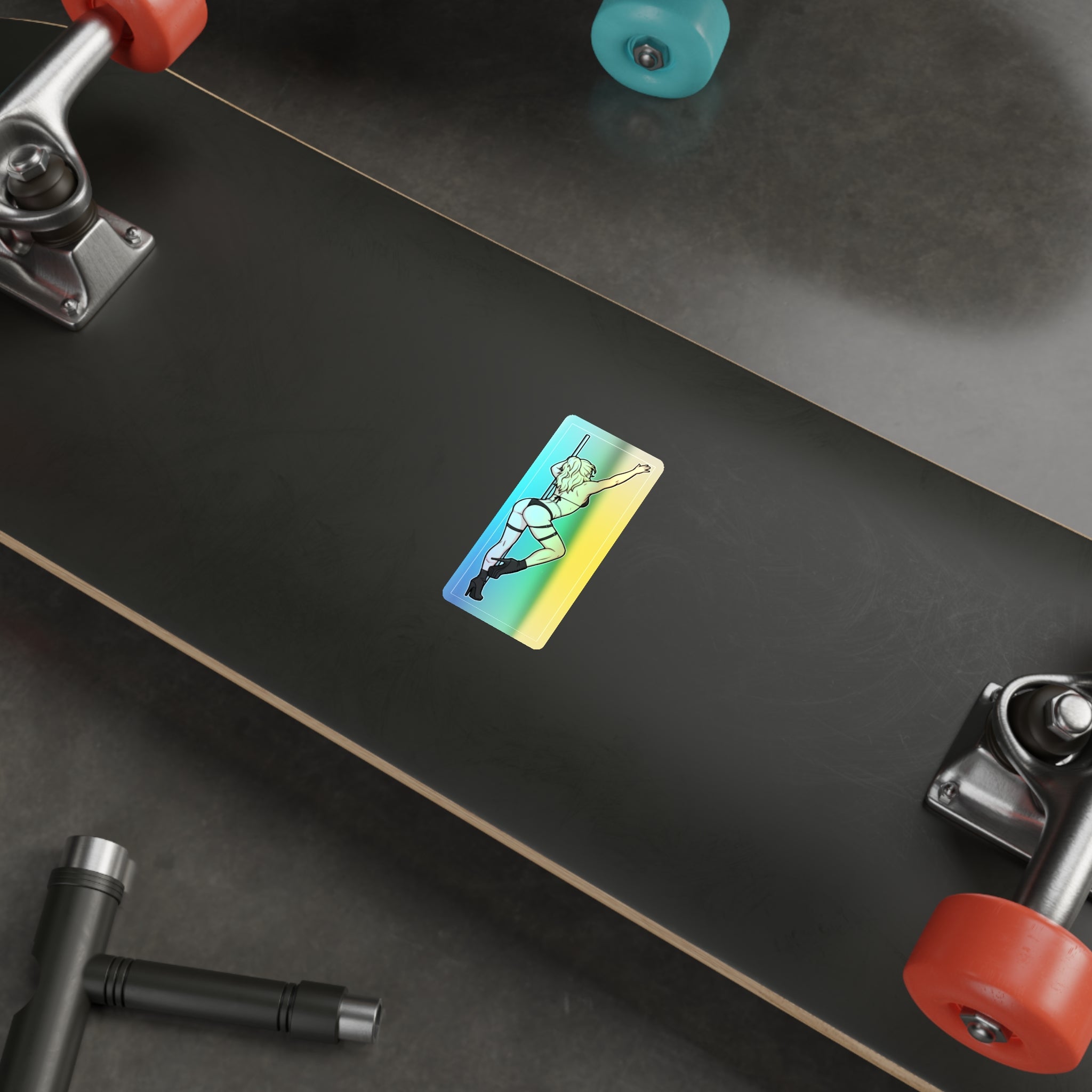 Holographic Pole Dancer Die-Cut Sticker — Rainbow Hologram Vinyl