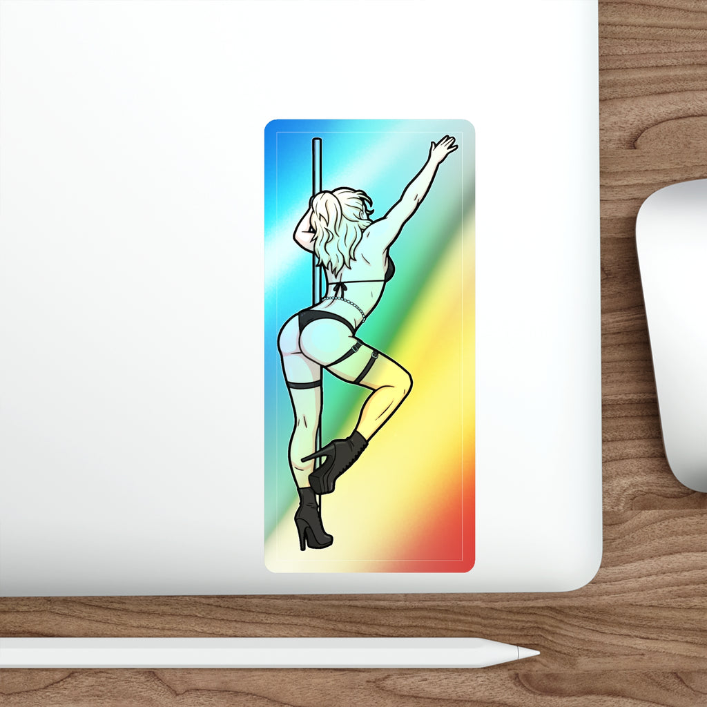 Holographic Pole Dancer Die-Cut Sticker — Rainbow Hologram Vinyl