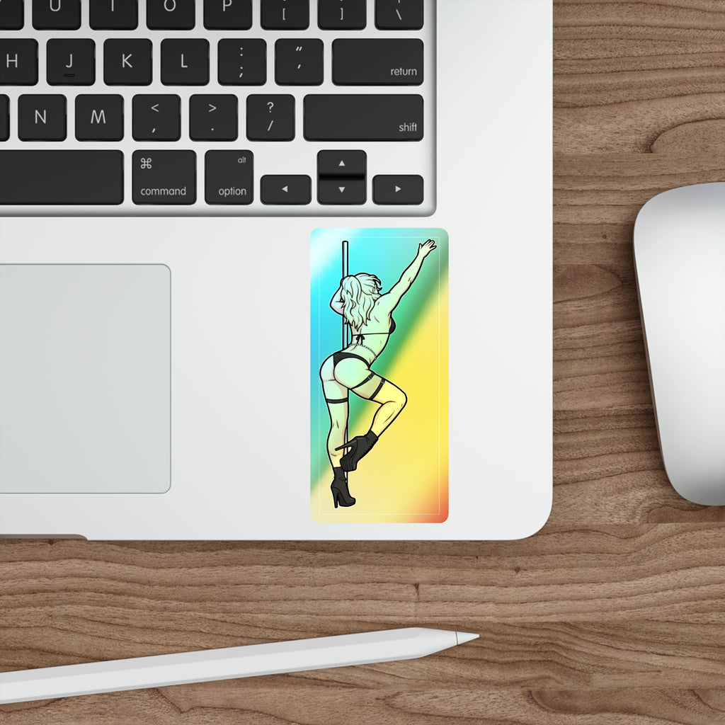 Holographic Pole Dancer Die-Cut Sticker — Rainbow Hologram Vinyl