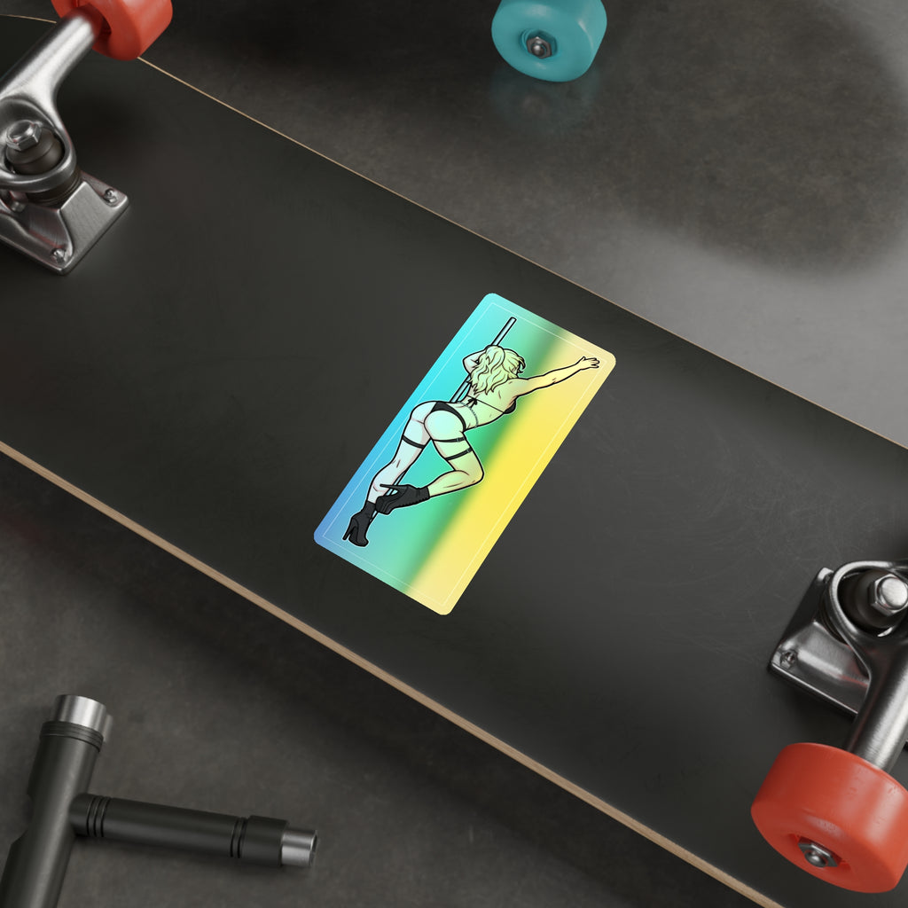 Holographic Pole Dancer Die-Cut Sticker — Rainbow Hologram Vinyl