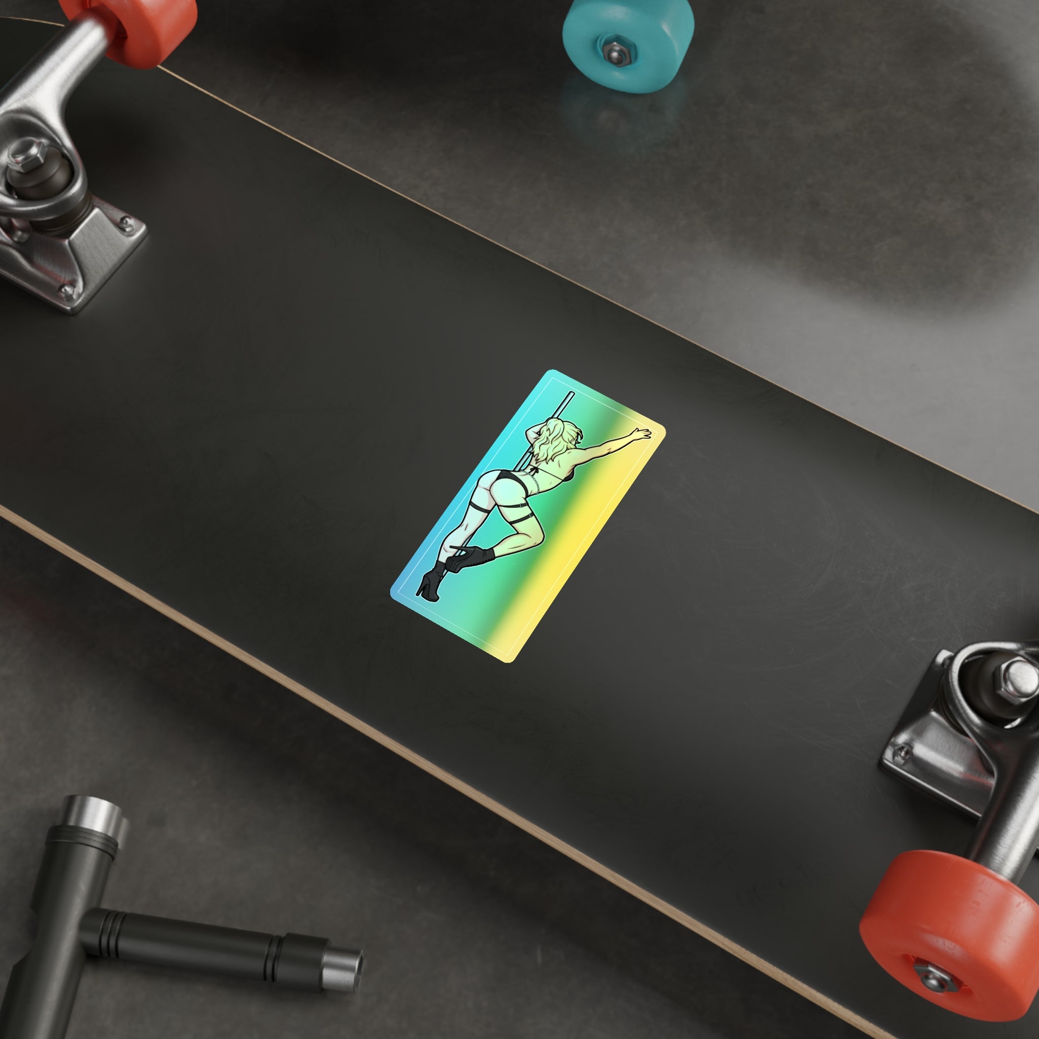 Holographic Pole Dancer Die-Cut Sticker — Rainbow Hologram Vinyl