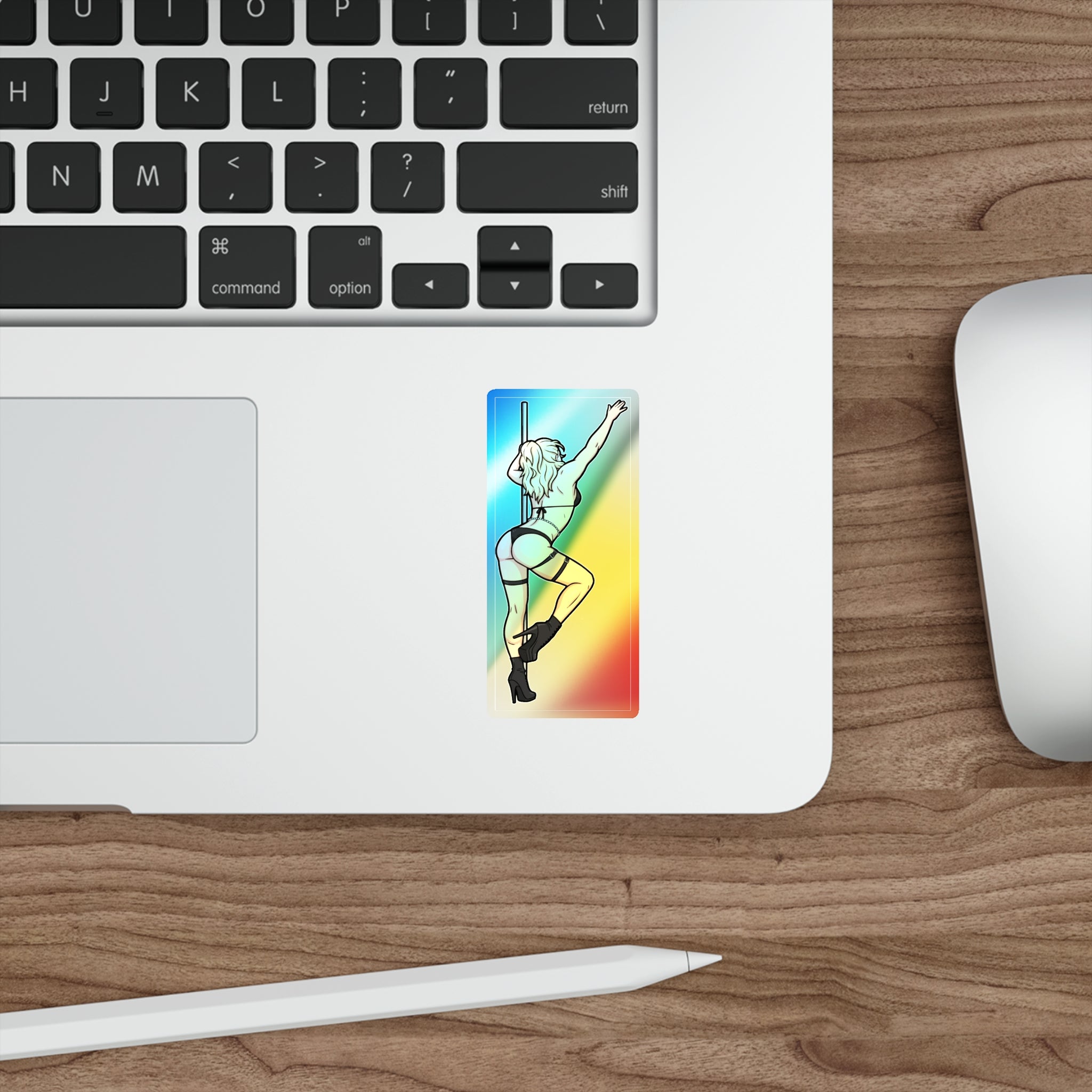 Holographic Pole Dancer Die-Cut Sticker — Rainbow Hologram Vinyl