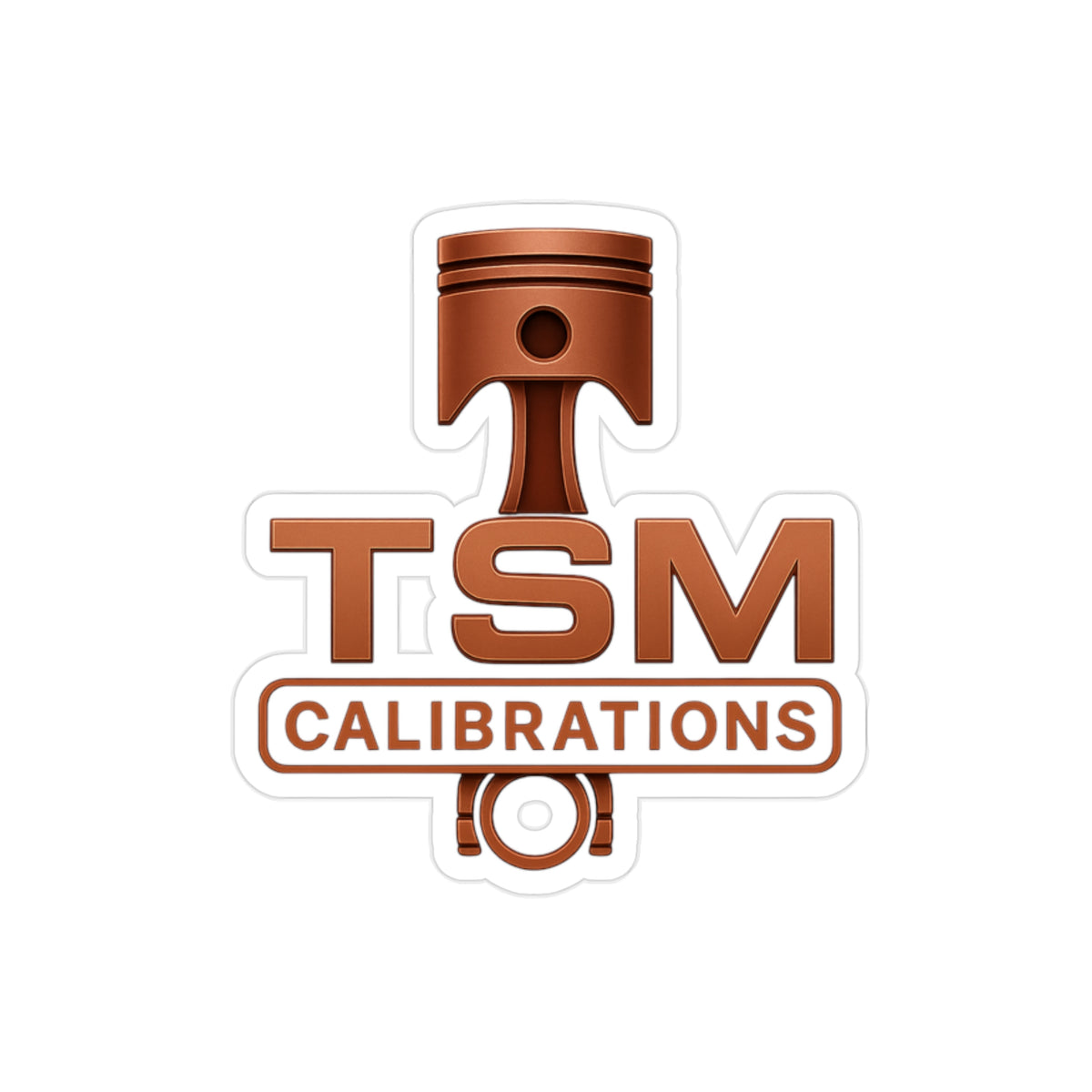 TSM Calibrations Piston Logo Sticker — Die-Cut Transparent Outdoor Sticker