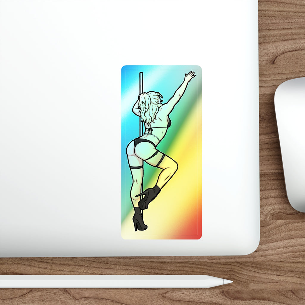 Holographic Pole Dancer Die-Cut Sticker — Rainbow Hologram Vinyl