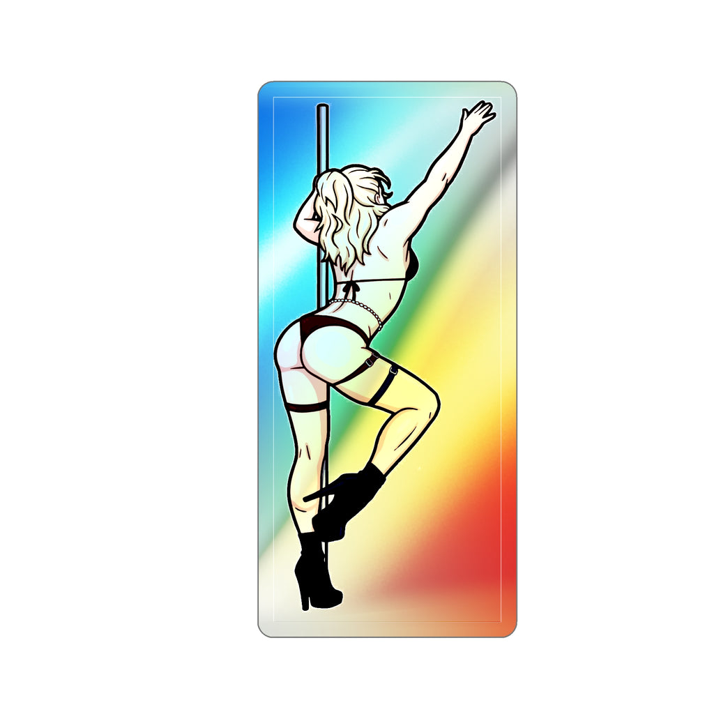 Holographic Pole Dancer Die-Cut Sticker — Rainbow Hologram Vinyl